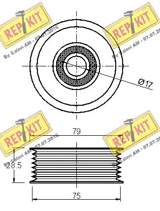 Deflection/Guide Pulley, V-ribbed belt