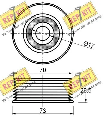 Deflection/Guide Pulley, V-ribbed belt