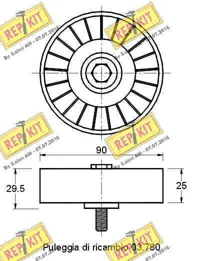 Deflection/Guide Pulley, V-ribbed belt