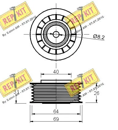 Deflection/Guide Pulley, V-ribbed belt