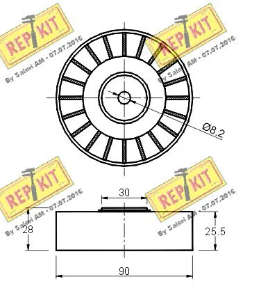 Deflection/Guide Pulley, V-ribbed belt