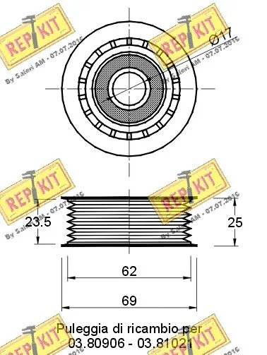 Deflection/Guide Pulley, V-ribbed belt