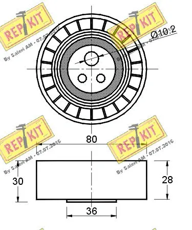 Deflection/Guide Pulley, V-ribbed belt