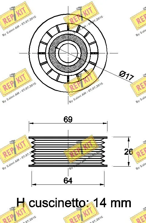 Deflection/Guide Pulley, V-ribbed belt