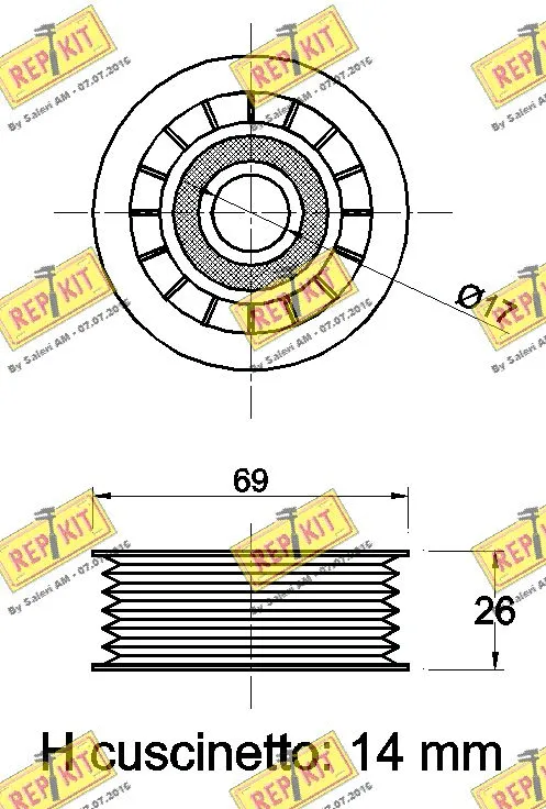 Deflection/Guide Pulley, V-ribbed belt