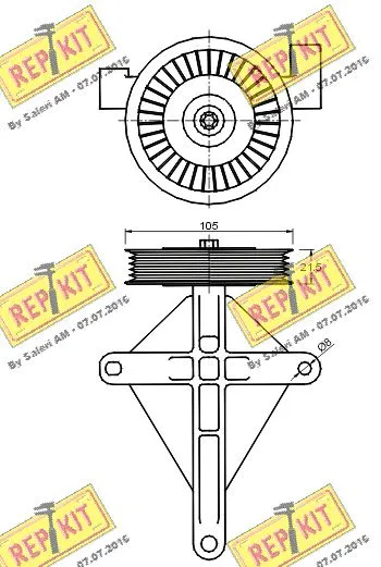 Deflection/Guide Pulley, V-ribbed belt