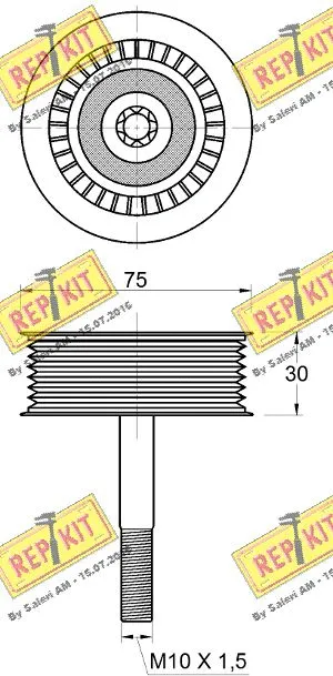 Deflection/Guide Pulley, V-ribbed belt
