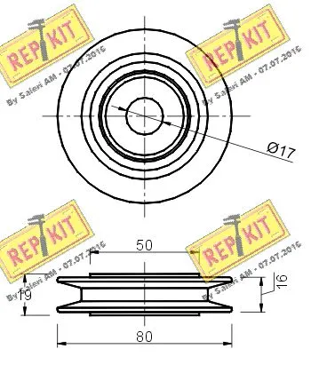 Deflection/Guide Pulley, V-ribbed belt (RKT1652)
