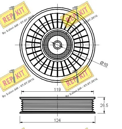 Deflection/Guide Pulley, V-ribbed belt