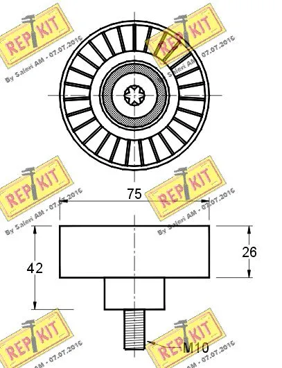Deflection/Guide Pulley, V-ribbed belt
