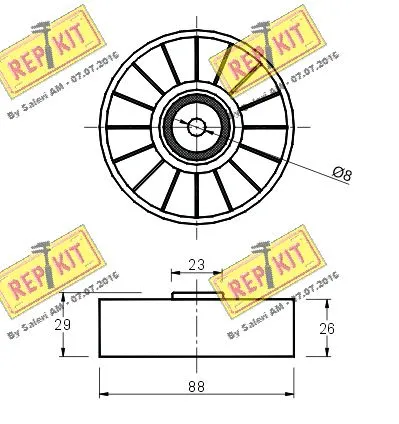 Deflection/Guide Pulley, V-ribbed belt