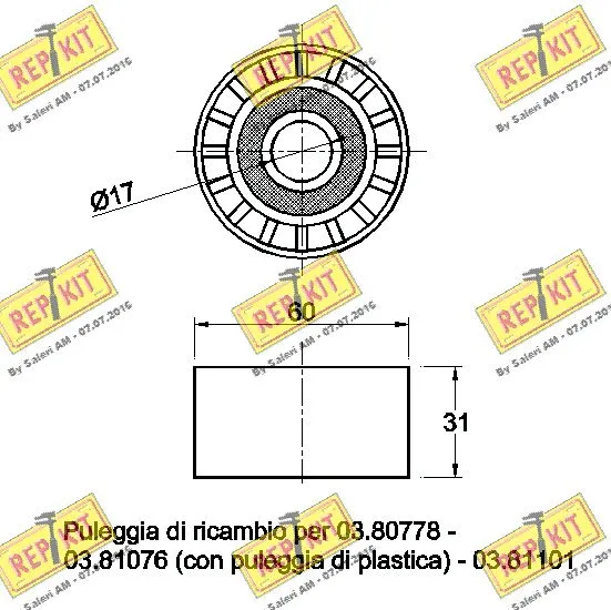 Deflection/Guide Pulley, V-ribbed belt