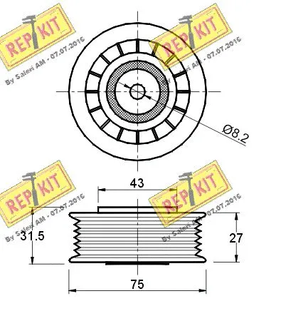 Deflection/Guide Pulley, V-ribbed belt