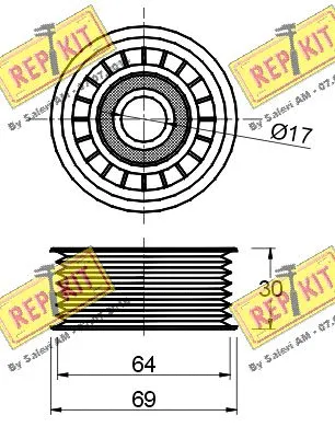 Deflection/Guide Pulley, V-ribbed belt