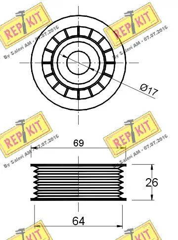 Deflection/Guide Pulley, V-ribbed belt