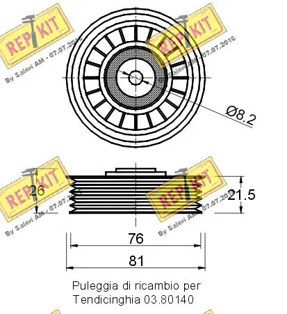 Deflection/Guide Pulley, V-ribbed belt