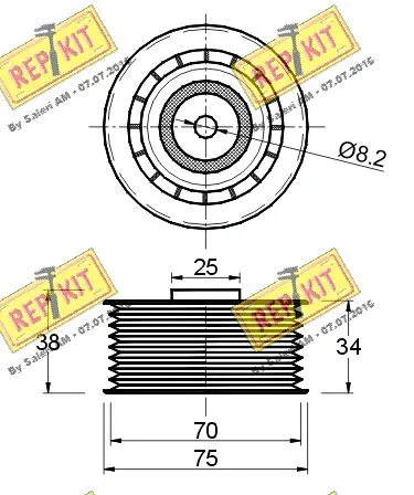 Deflection/Guide Pulley, V-ribbed belt
