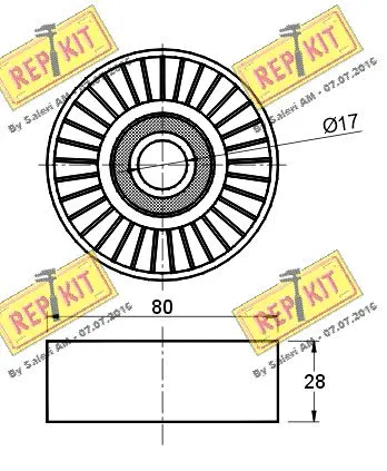 Deflection/Guide Pulley, V-ribbed belt