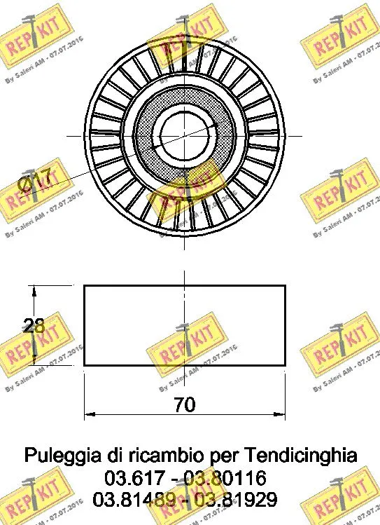 Deflection/Guide Pulley, V-ribbed belt