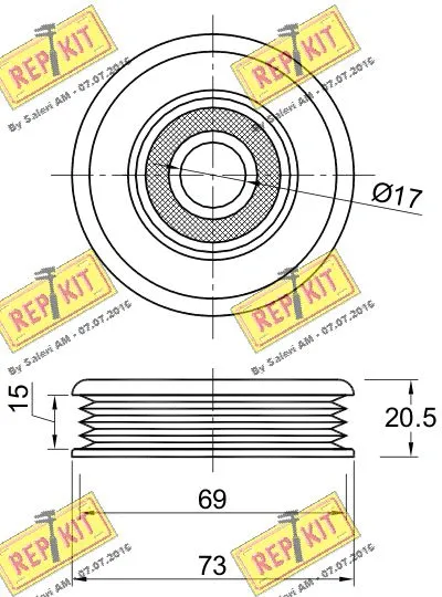 Deflection/Guide Pulley, V-ribbed belt