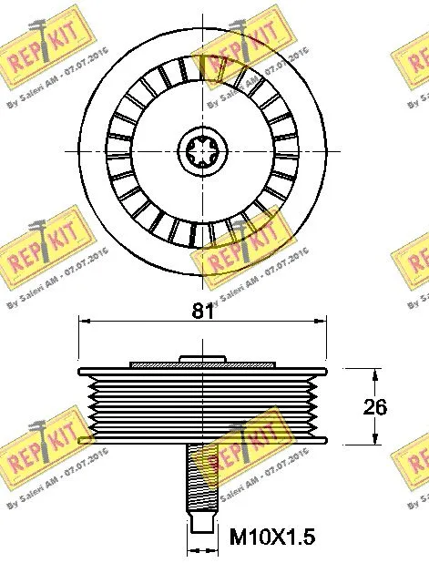 Deflection/Guide Pulley, V-ribbed belt