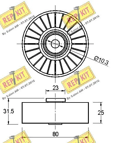 Deflection/Guide Pulley, V-ribbed belt