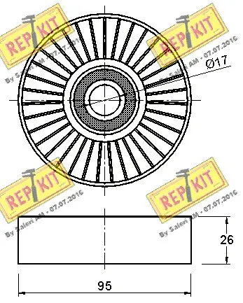 Deflection/Guide Pulley, V-ribbed belt