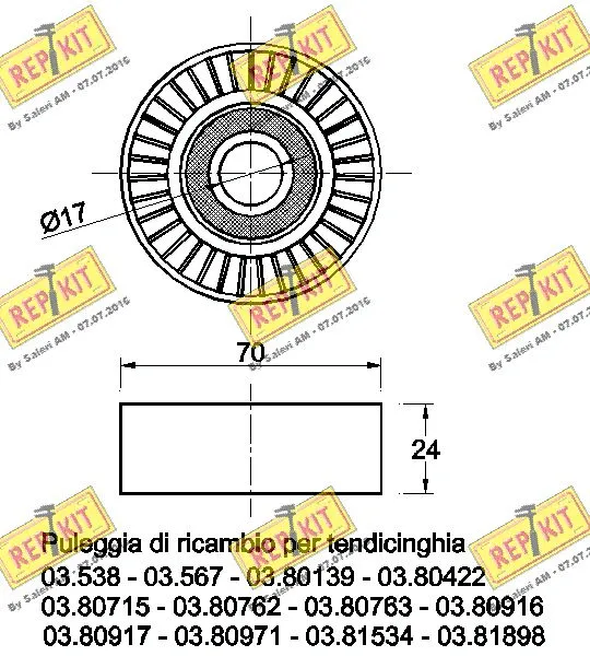 Deflection/Guide Pulley, V-ribbed belt
