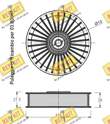 Deflection/Guide Pulley, V-ribbed belt