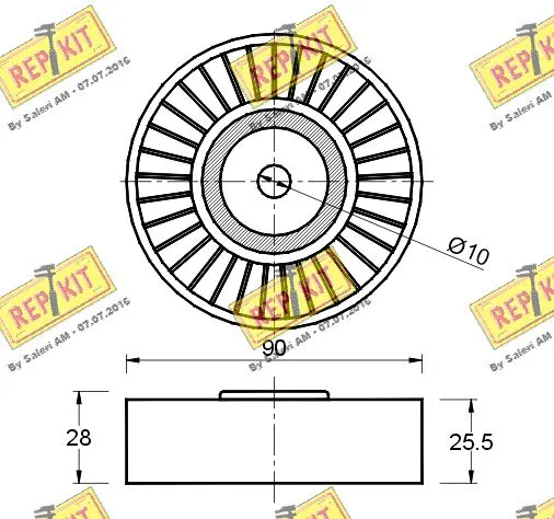 Deflection/Guide Pulley, V-ribbed belt