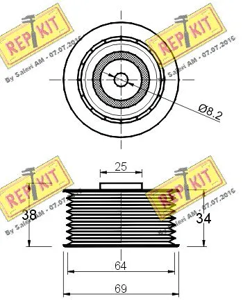 Deflection/Guide Pulley, V-ribbed belt
