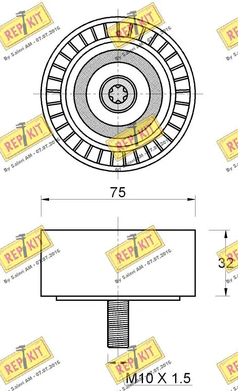 Deflection/Guide Pulley, V-ribbed belt