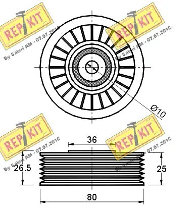 Deflection/Guide Pulley, V-ribbed belt