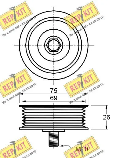 Deflection/Guide Pulley, V-ribbed belt