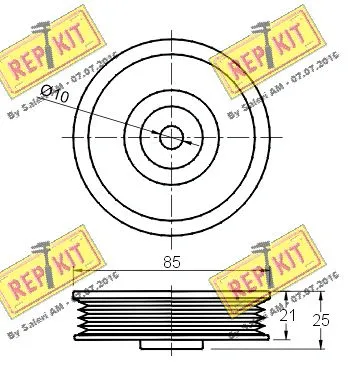 Deflection/Guide Pulley, V-ribbed belt