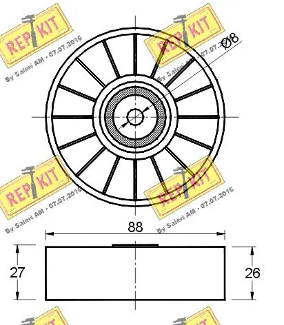 Deflection/Guide Pulley, V-ribbed belt