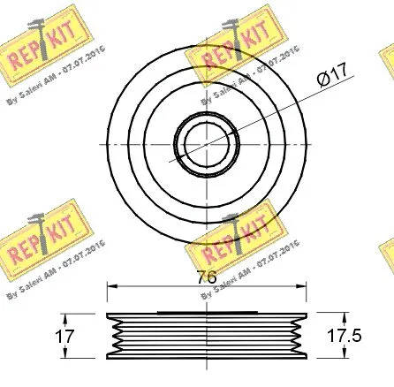 Deflection/Guide Pulley, V-ribbed belt
