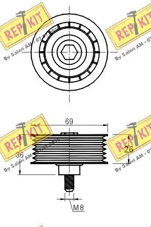 Deflection/Guide Pulley, V-ribbed belt