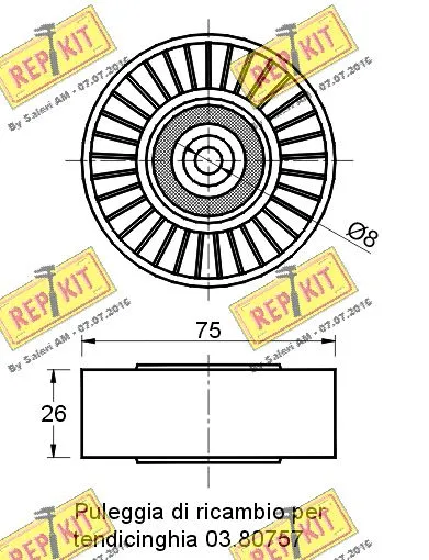 Deflection/Guide Pulley, V-ribbed belt