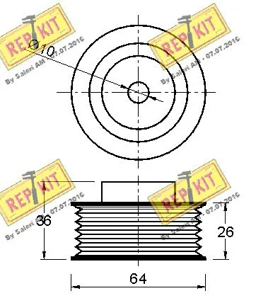Deflection/Guide Pulley, V-ribbed belt