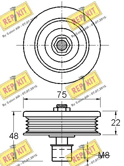 Deflection/Guide Pulley, V-ribbed belt