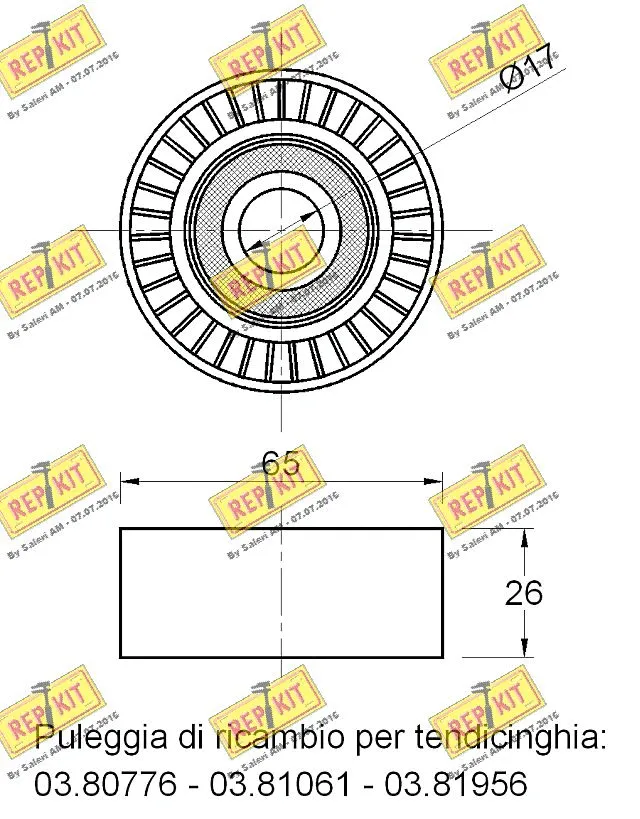 Deflection/Guide Pulley, V-ribbed belt