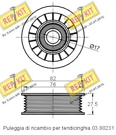 Deflection/Guide Pulley, V-ribbed belt