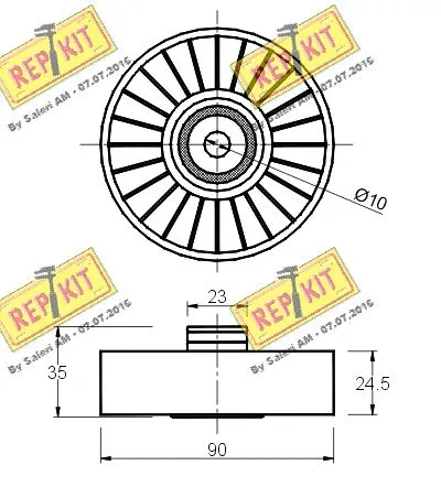 Deflection/Guide Pulley, V-ribbed belt