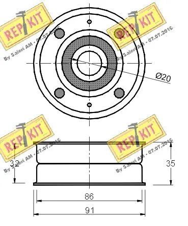 Deflection/Guide Pulley, V-ribbed belt