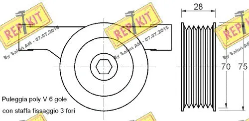 Deflection/Guide Pulley, V-ribbed belt