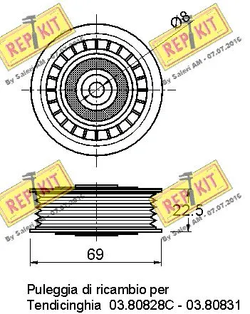 Deflection/Guide Pulley, V-ribbed belt