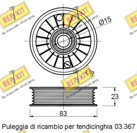 Deflection/Guide Pulley, V-ribbed belt