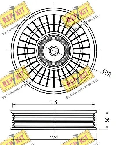 Deflection/Guide Pulley, V-ribbed belt
