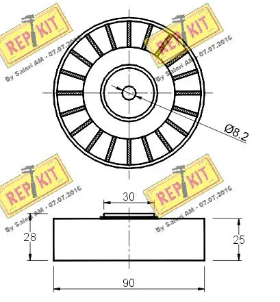 Deflection/Guide Pulley, V-ribbed belt
